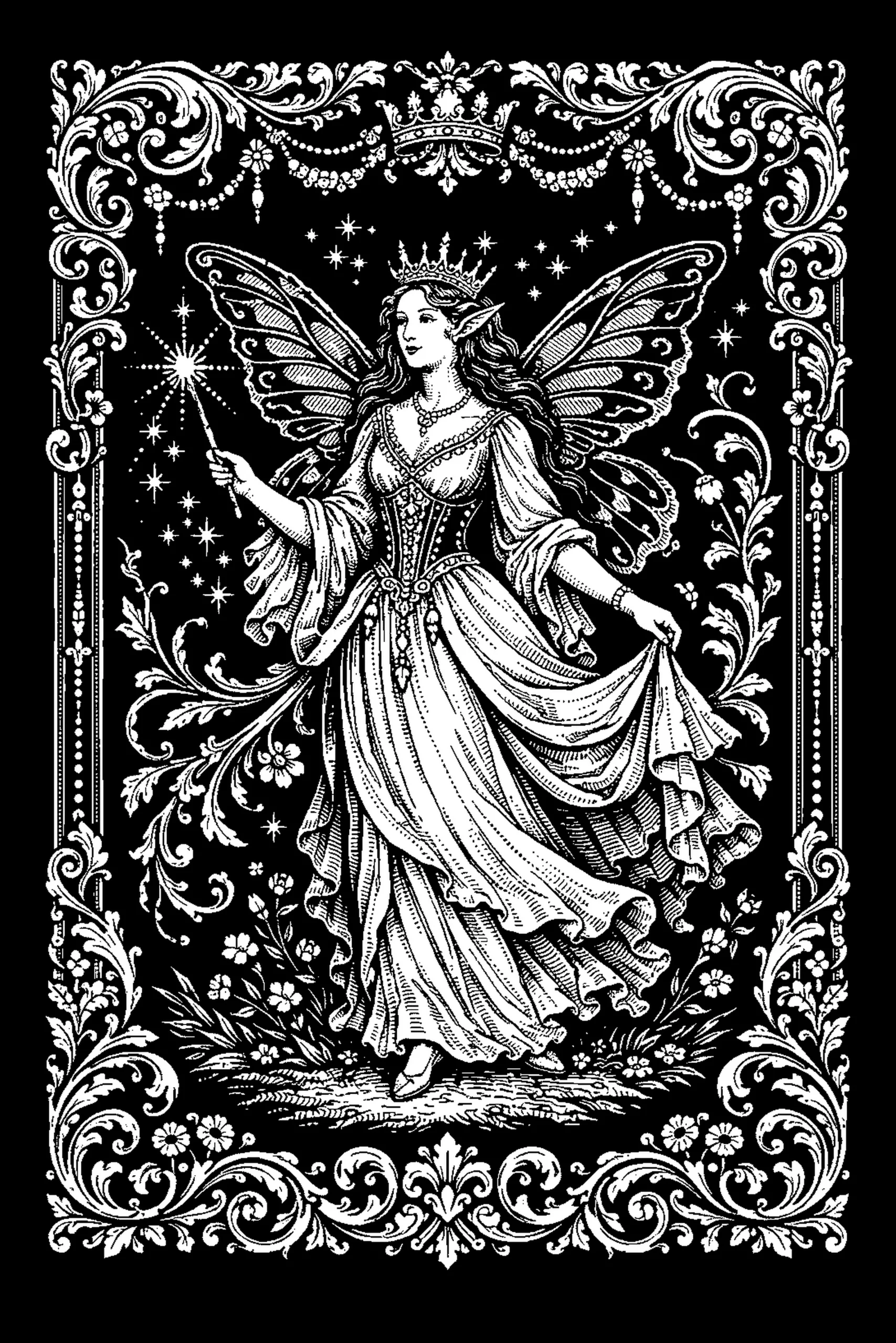 Starlit Enchantress — engraved slate artwork from the Fairy Tales & Storybooks collection