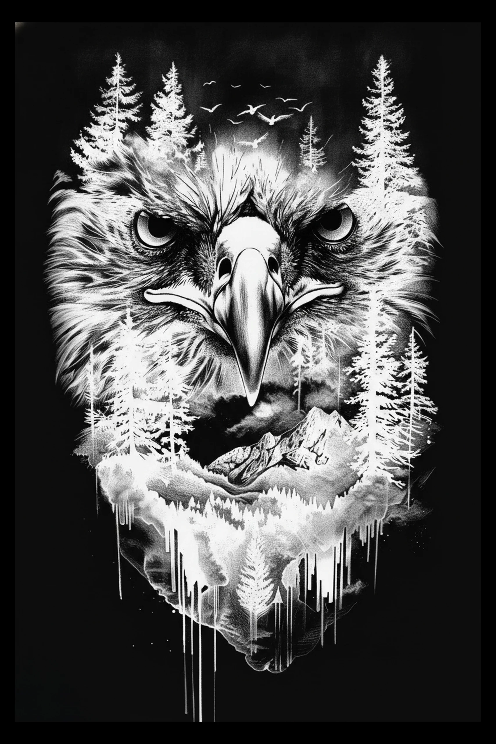 Watcher Above the Hollow Peaks — engraved slate artwork from the Nature & Wildlife collection