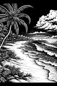 Evening Curve of Palms and Sea