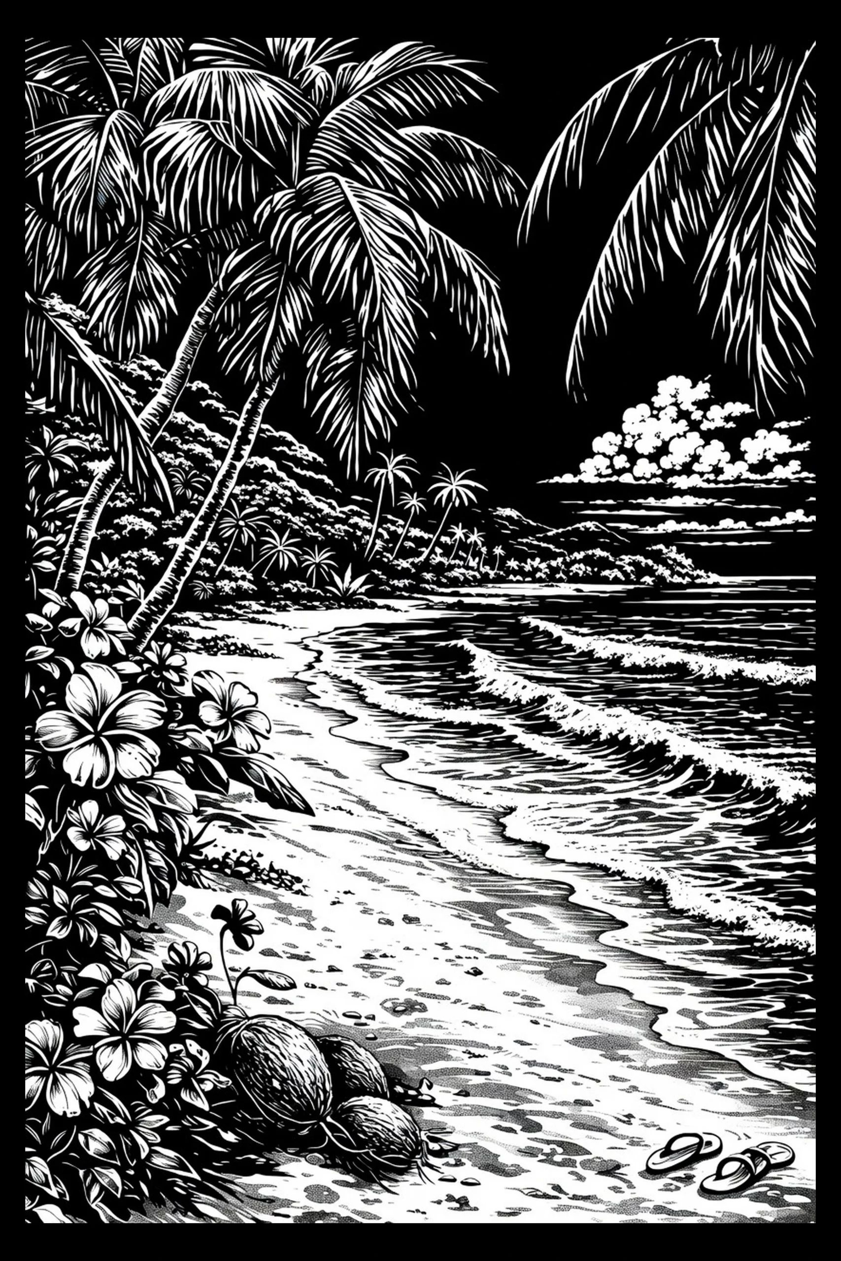 Twilight on Coconut Shore — engraved slate artwork from the Nature & Wildlife collection
