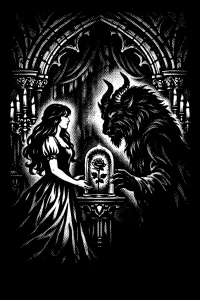Haloed Rose Between Two Guardians