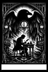 Moonlit Scribe beneath the Winged Shadow