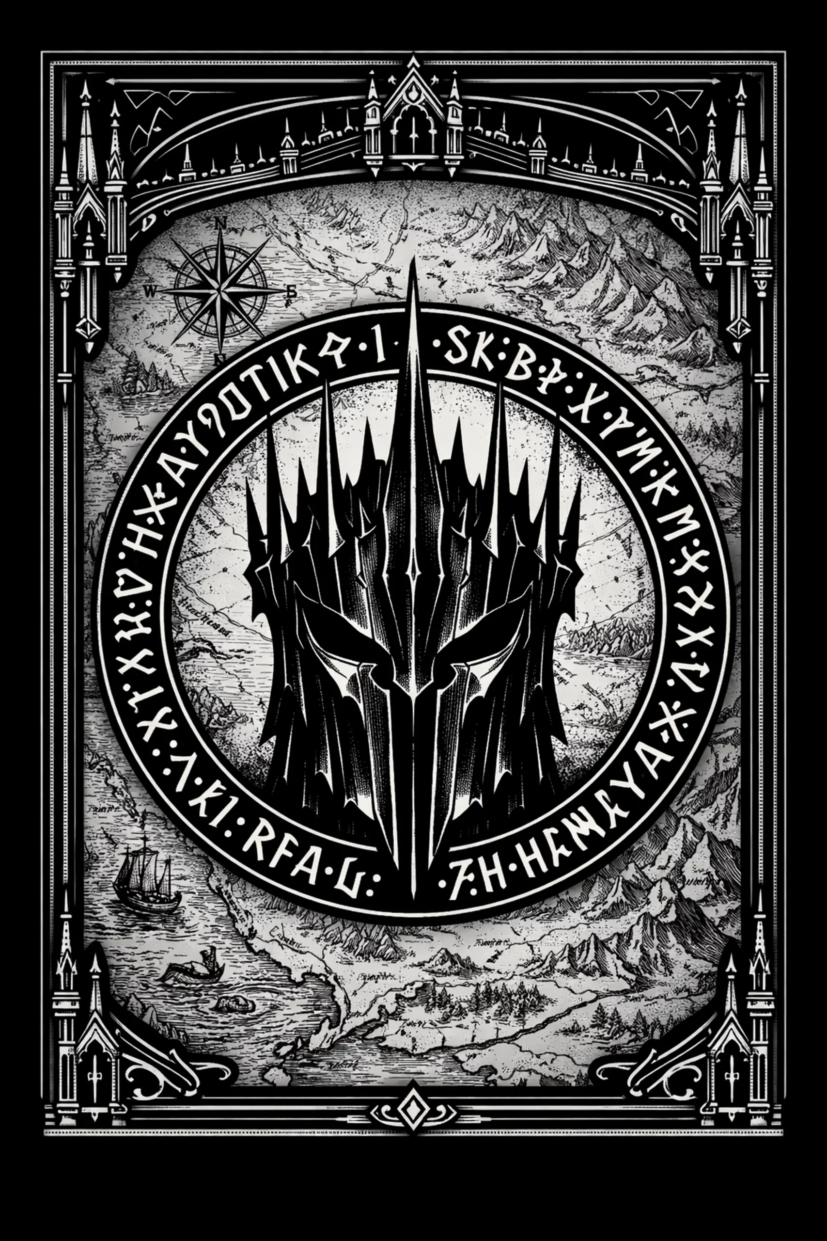 Crown of the Cartographer — engraved slate artwork from the Villains & Rogues collection