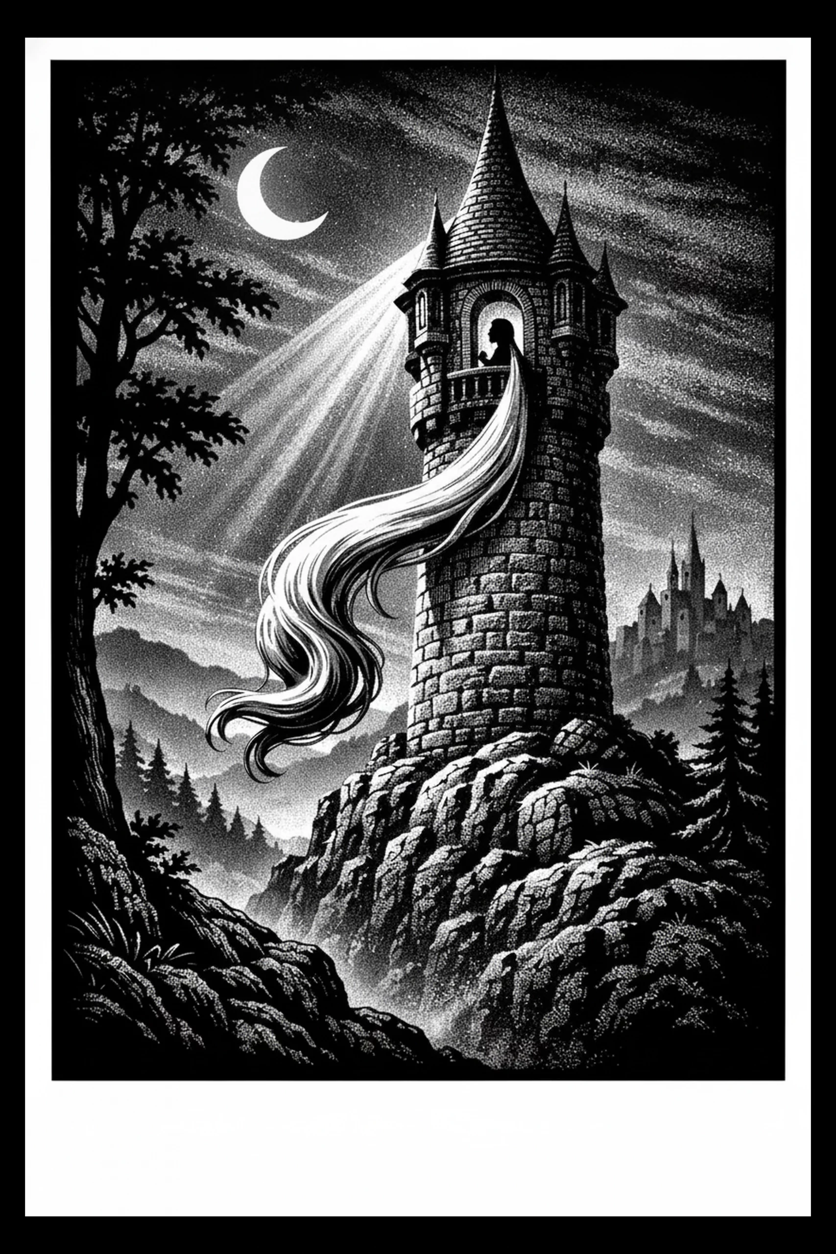 Vigil at the Water’s Edge — engraved slate artwork from the Fairy Tales & Storybooks collection