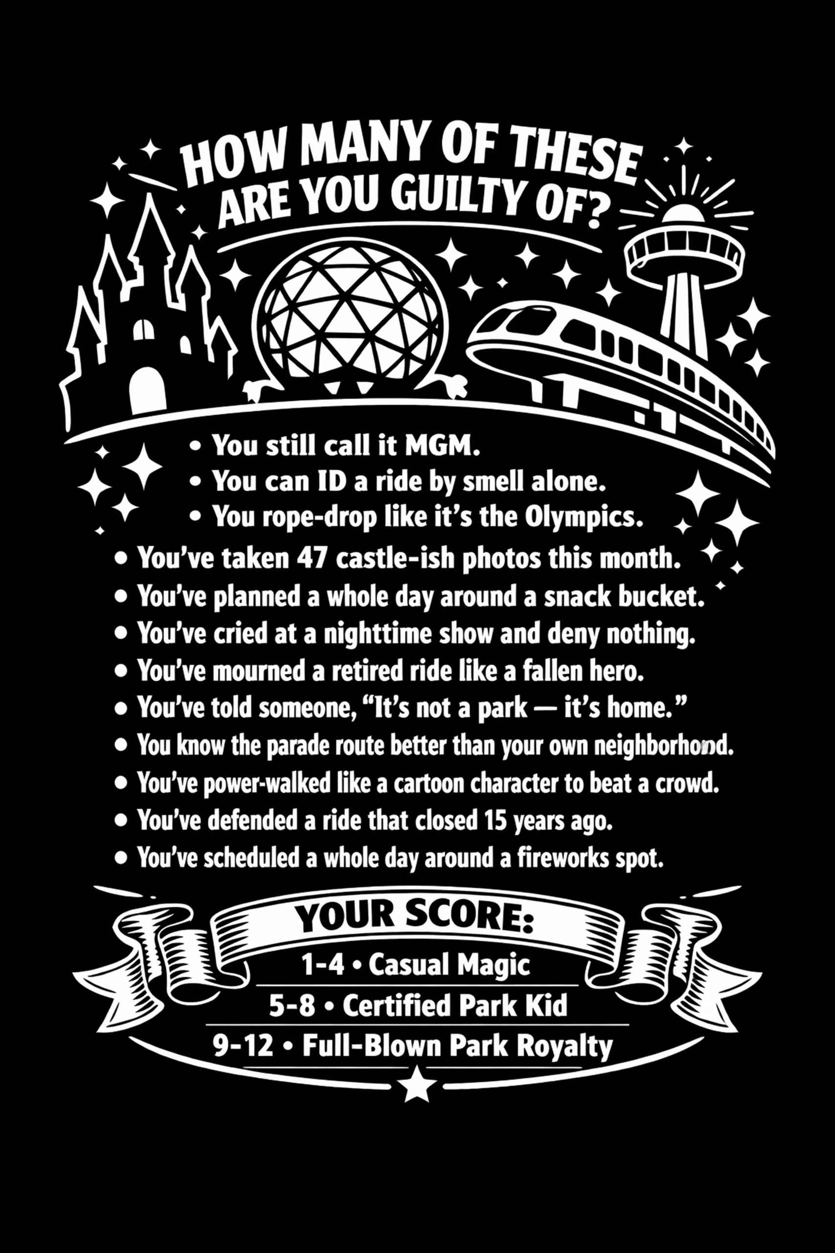 Park Day Confessions — engraved slate artwork from the Theme Park Nostalgia collection