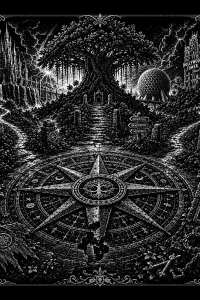 Kingdom Compass — engraved slate artwork from the Theme Park Nostalgia collection
