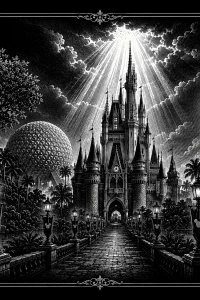 Park Icons Avenue — engraved slate artwork from the Theme Park Nostalgia collection