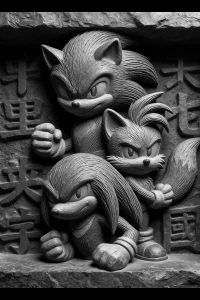 Stone Niche Trio — engraved slate artwork from the Heroes & Adventures collection