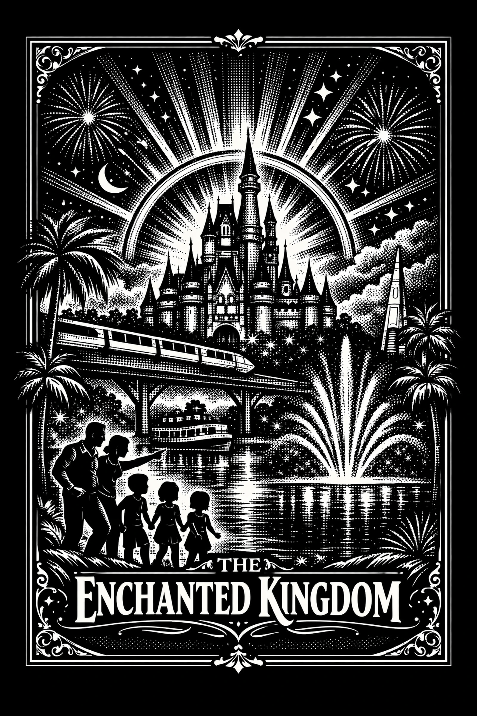 Enchanted Kingdom — engraved slate artwork from the Theme Park Nostalgia collection