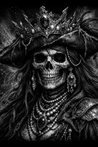 Skull in a Jeweled Hat — engraved slate artwork from the Dark Fantasy collection