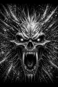 Rending Skull — engraved slate artwork from the Dark Fantasy collection