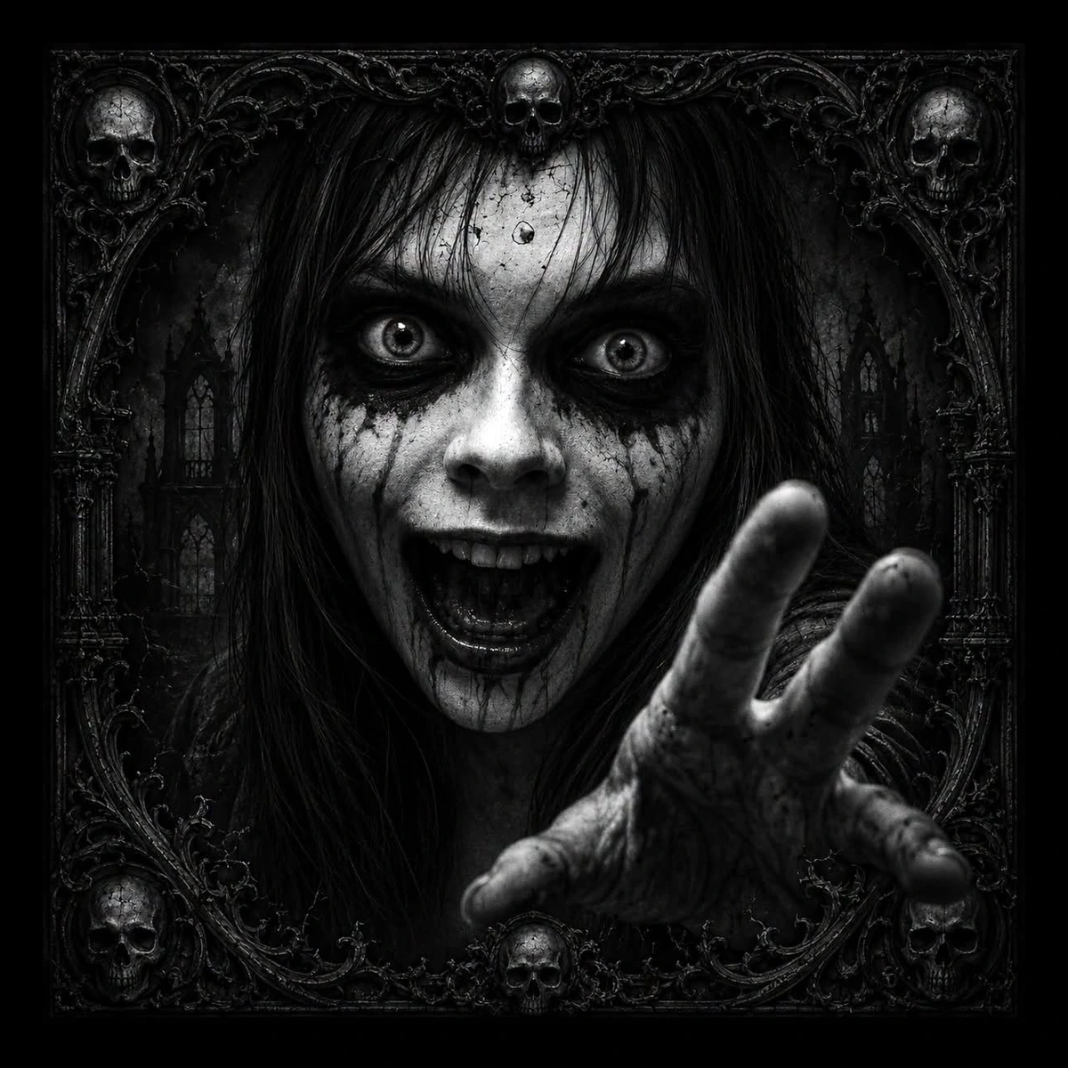 Reach — engraved slate artwork from the Dark Fantasy collection