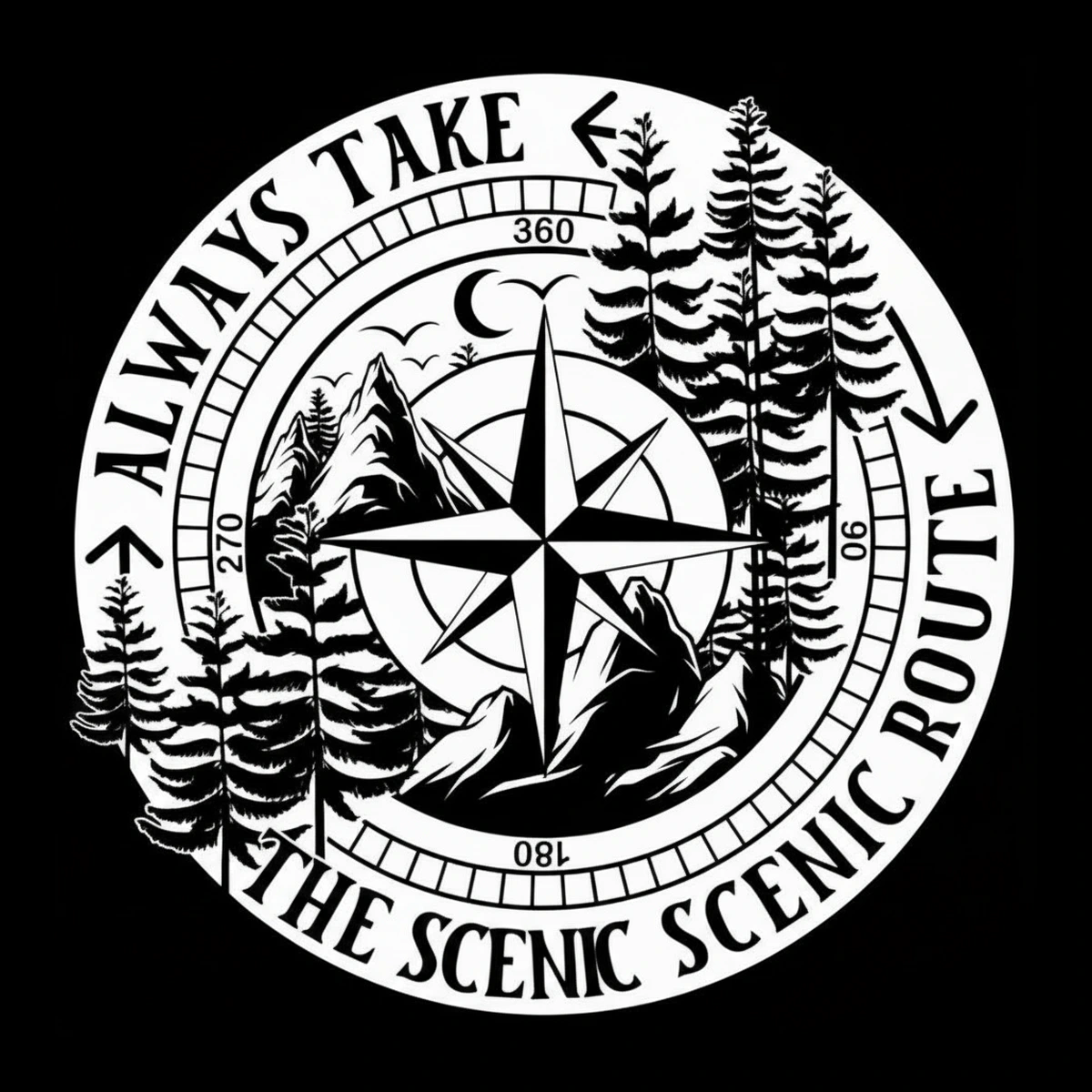 Scenic Route Compass — engraved slate artwork from the Nature & Wildlife collection