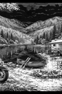 Camp at the Mountain Pass — engraved slate artwork from the Nature & Wildlife collection