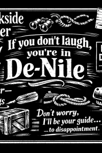If You Don’t Laugh, You’re in De-Nile — engraved slate artwork from the Theme Park Nostalgia collection