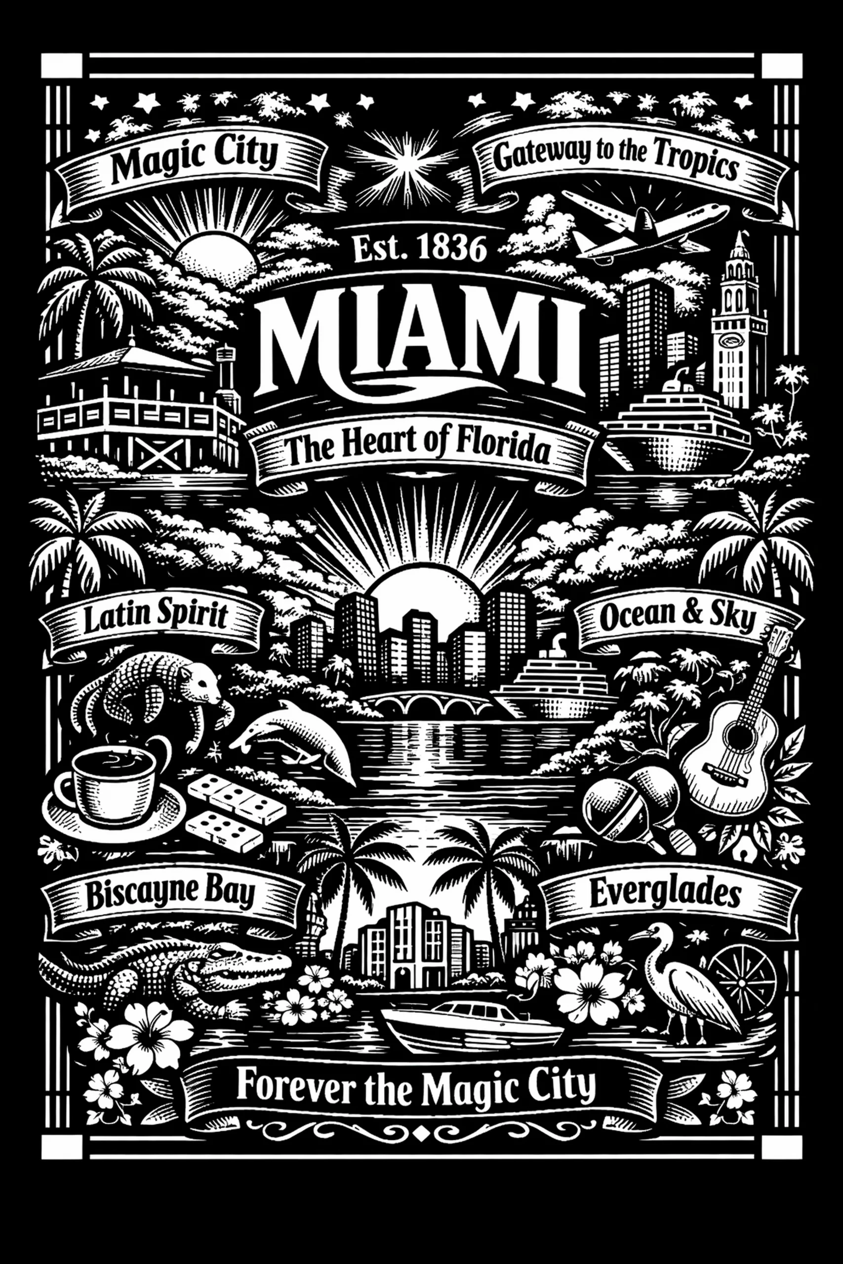 Miami, Layer by Layer — engraved slate artwork from the American Heritage collection