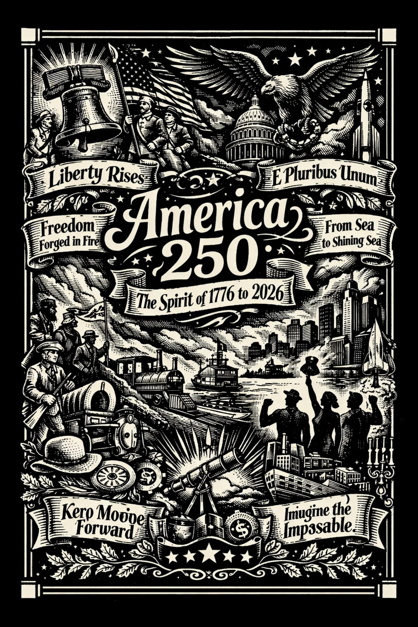 America 250: From Liberty to Tomorrow — engraved slate artwork from the American Heritage collection