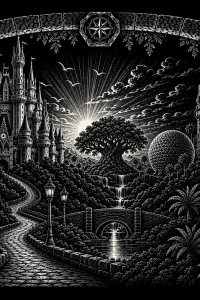 Parkland Panorama — engraved slate artwork from the Theme Park Nostalgia collection
