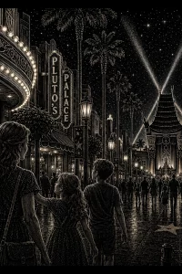 Hollywood Nightwalk — engraved slate artwork from the Theme Park Nostalgia collection