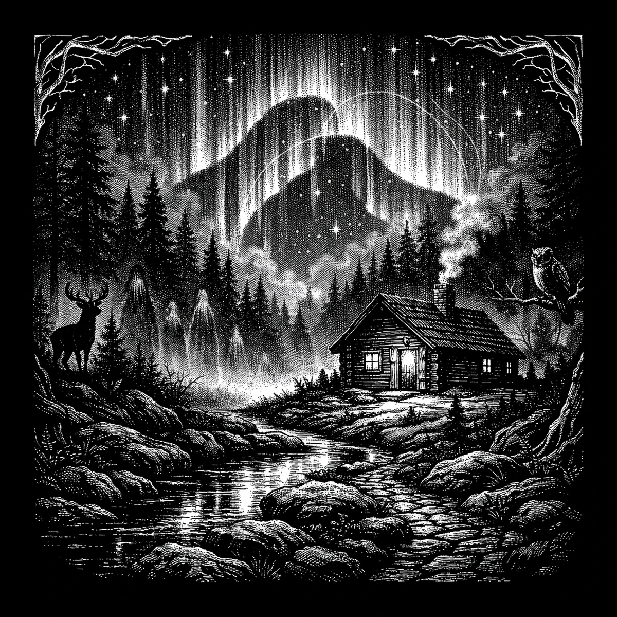 Northern Lantern — engraved slate artwork from the Nature & Wildlife collection
