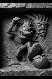 Bandicoot Leap — engraved slate artwork from the Heroes & Adventures collection
