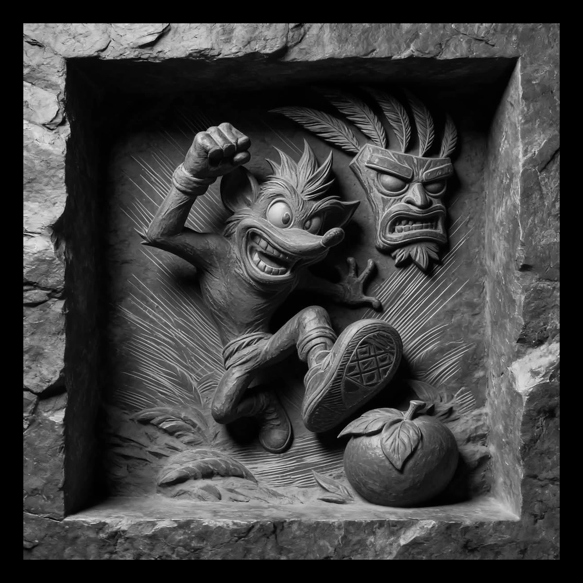 Bandicoot Leap — engraved slate artwork from the Heroes & Adventures collection