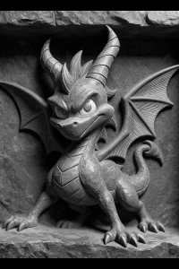 Stone Niche Dragon — engraved slate artwork from the Heroes & Adventures collection