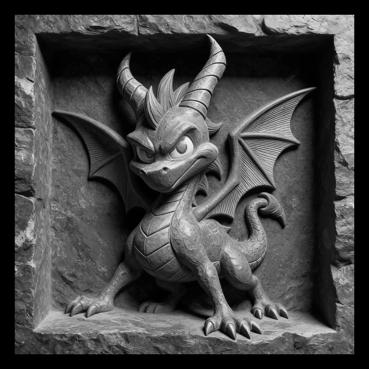 Stone Niche Dragon — engraved slate artwork from the Heroes & Adventures collection
