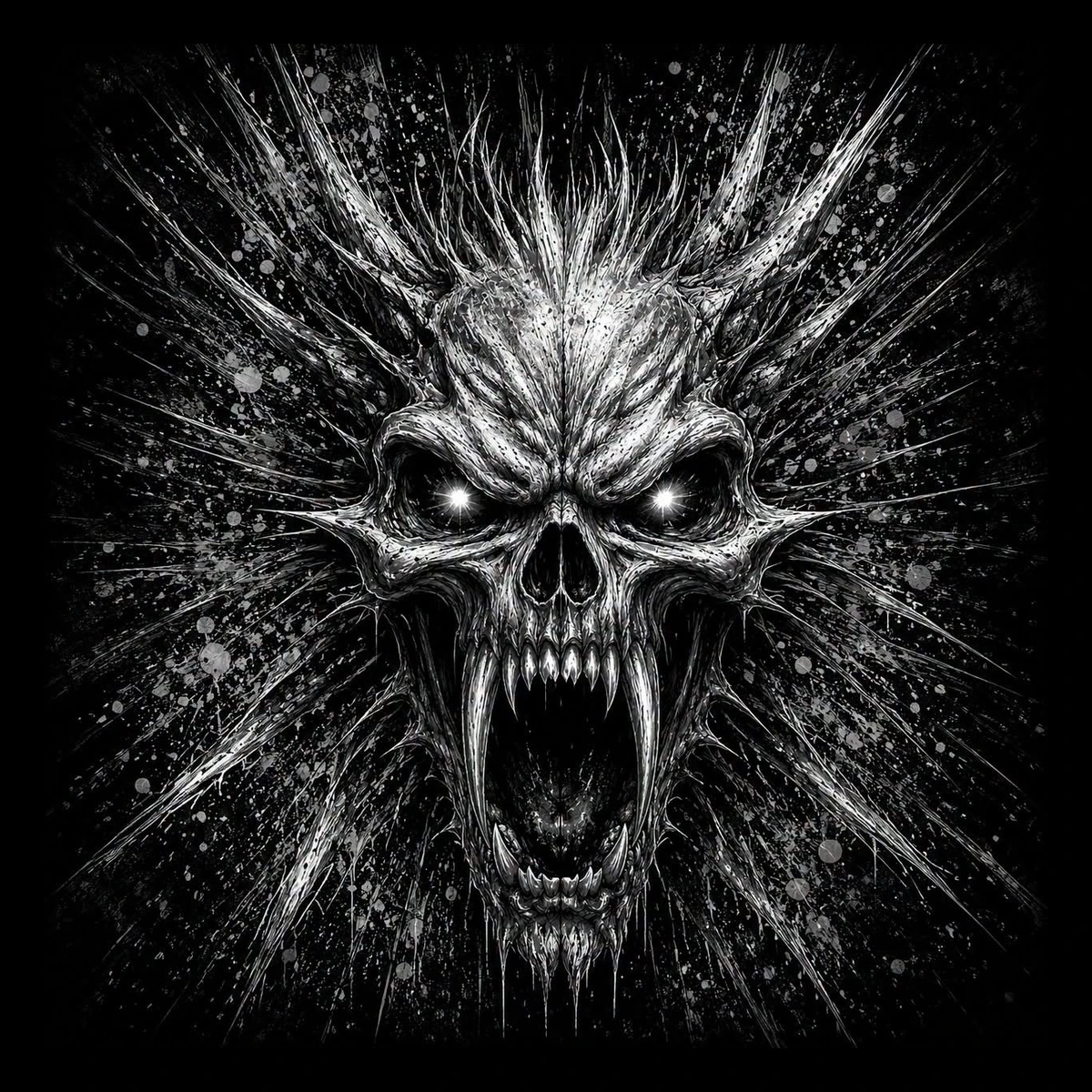 Rending Skull — engraved slate artwork from the Dark Fantasy collection